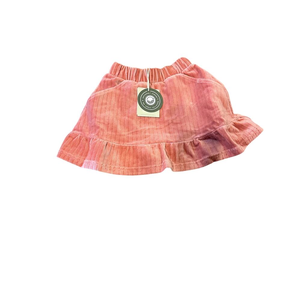 The Sunday Collective Pink Corduroy Ruffle Hem Skirt Kids Size 3